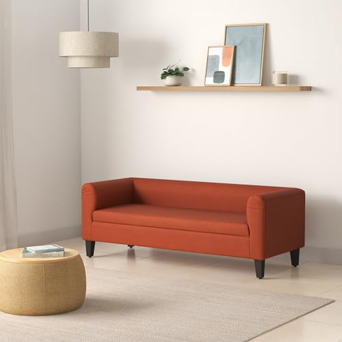 Image of Wakefit Miami Fabric Three Seater Sofa - (Brown, Terracotta)