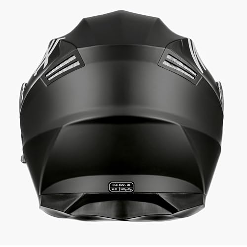 Westt Klapphelm Motorradhelm Integralhelm mit Sonnenlende und Visier, ECE-R 22.06 Motocross Helm Mopedhelm für Damen und Herren, Mattschwarz / Mattgrau/ Weiß, in Größe S-XL