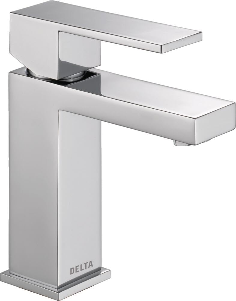 Delta Modern Matte Black Bathroom Faucet 1 Hole, Single Hole Bathroom Sink Faucet for Vanity, Metal Push-Pop Drain Assembly, Chrome 567LF-PP