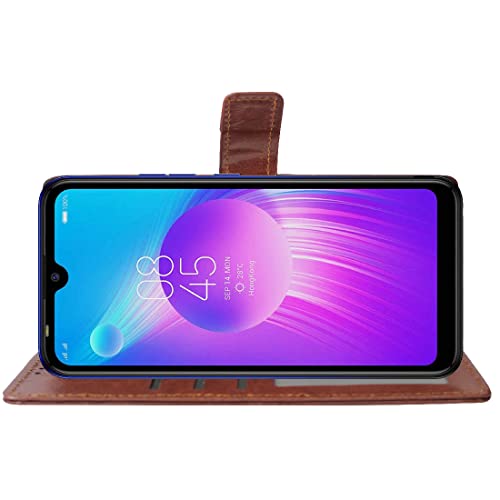 Image of Flip Cover Back Case for Tecno Spark Go | Premium Leather Finish | Inbuilt Pockets & Stand | Flip Cover Back Case for Tecno Spark Go (Brown)