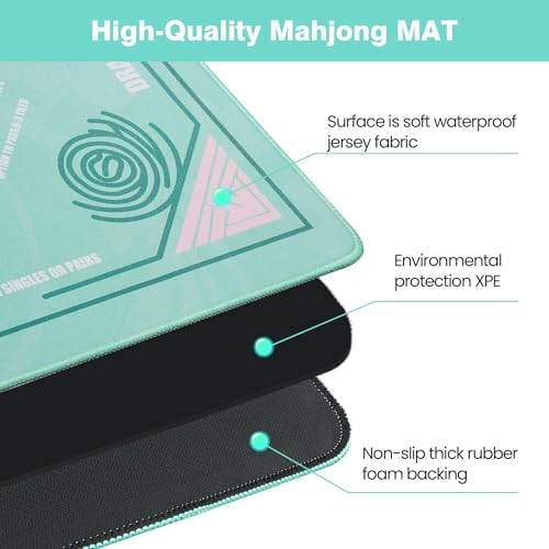 Mahjong Mat - (33"x33") American Mah jongg Mat for Table with Rules (Green) by QAZWQAZ - Used condition - Image 4