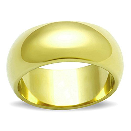 Marimor Jewelry 14K Gold Ion Plated Stainless Steel 316, 8mm Wide Wedding Band Womens Sizes 5-10