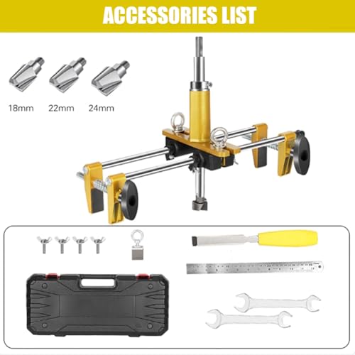 Kit de abridor de agujeros para cerradura de puerta con máquina de mortaja y cuchillas para instalación de puertas de madera, profundidad de ranura de 130 mm