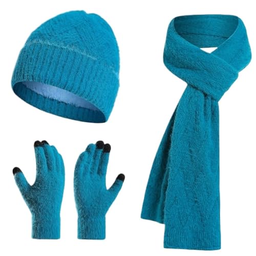 Ensemble d'hiver 3 pièces écharpe bonnet gants épais chaud doux