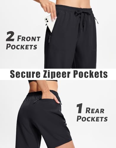 MAGCOMSEN Hiking Shorts Women with 3 Pockets 8 Inch Inseam Lightweight Quick Drying Golf Shorts Black XL - 3