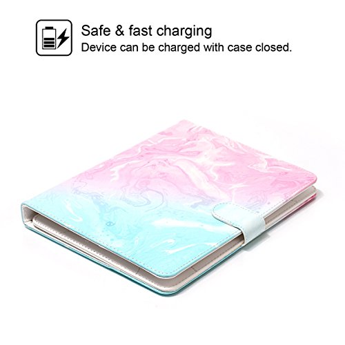 Universal 7.0" Case, Newshine Flower Marble Pattern Synthetic Leather Folding Folio Stand Case With Card Slots&Money Pocket For All 7 Inch Tablet Including Samsung Lenovo Kindle - Blue & Pink #TOP4