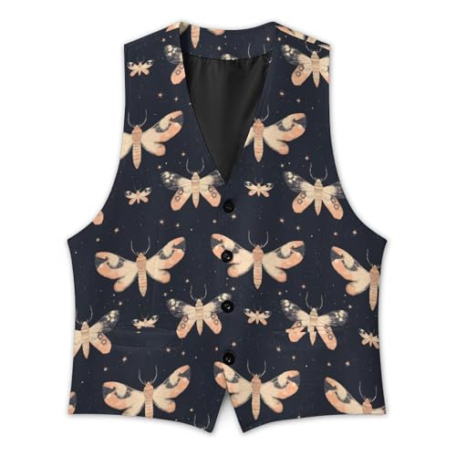 Moth Pattern Trendy Vest Suit for Men V Neck Formal Dress Waistcoat Vests Business Slim Fit2