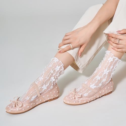 Trary Flats for Women Closed Round Toe Ballet Flats Mary Jane Shoes Women with Elastic Strap Cute Bowknot Comfortable Dress Shoes for All-Year Daily Work Casual Wear4