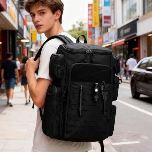 50L Military Tactical Backpack for Men Large Travel Backpack Heavy Duty Utility Army 3 Days Assault Pack Molle Bag Rucksack for Hiking Outdoor Adventures, Black - Image 3