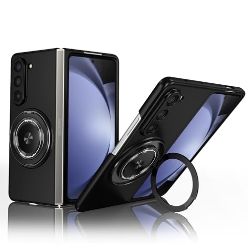 Kainevy - Carcasa magnética para Samsung Galaxy Z Fold 5, con soporte para anillo giratorio de 360°, compatible con Magsafe, funda protectora rígida para golpes y golpes militares, para Samsung Galaxy