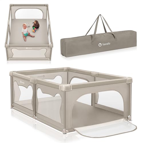 LIONELO WILLOW Laufgitter Baby, ab 0-48 Monaten große Fläche 120 cm x 180 cm x 68 cm mit Seitenwände aus atmungsaktiven, strapazierfähigem Netzstoff, 2 Seitliche Eingänge mit einem Reißverschluss LIONELO WILLOW Laufgitter Baby, ab 0-48 Monaten große Fläche 120 cm x 180 cm x 68 cm mit Seitenwände aus atmungsaktiven, strapazierfähigem Netzstoff, 2 Seitliche Eingänge mit einem Reißverschluss