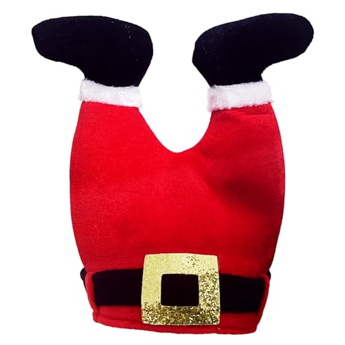 RIMYIUKU Christmas Hat for Adults & Kids Santa Hat with Pants Design Funny Christmas Costume Headband for Holiday Party Christmas Decorations & Gag Gifts