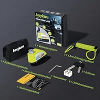 Bremsscheibenschloss Motorrad mit Alarm 110 dB, 7 mm Bolzen, 1,5 m Erinnerungskabel, Robustes Motorradschloss aus gehärtetem Stahl, Diebstahlsicherung für Motorrad Roller E-Bike & Fahrrad – Ansicht 9