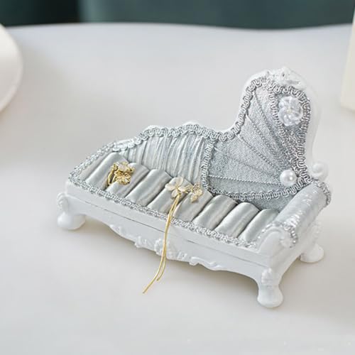 Dzrige Sofa Shaped Jewelry Box Portable Organizer for Rings Earrings Necklaces Bracelets Chic Couch Jewelry Box Women Birthday Christmas Gift - image 5