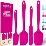 BakeRoyal Silicone Spatula Set - 4-Piece Rubber Spatulas Silicone Heat Resistant 600°F for Everyday