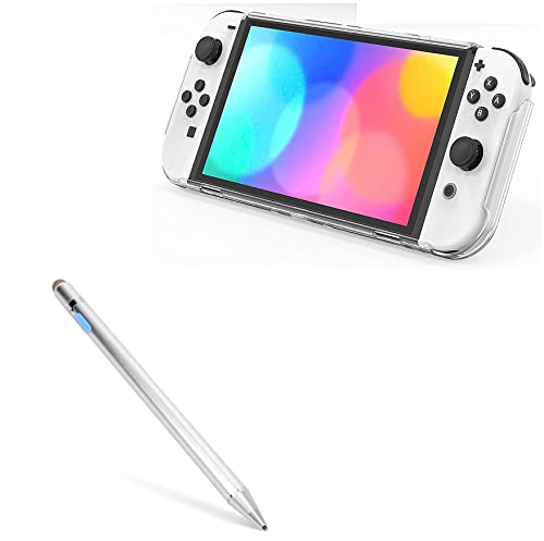 BoxWave Stylus Pen Compatible with Nintendo Switch OLED Model - AccuPoint Active Stylus, Electronic Stylus with Ultra Fine Tip for Nintendo Switch OLED Model - Metallic Silver