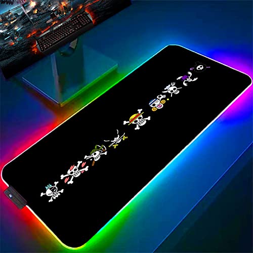 ゲーミングマウスパッドアニメ ワンピースOne Gang Of Straw Piece マウスパッド RGB ゲーマー用 大型 900X400mm オフィス PC キーボード バックライト付き ブラック デスク タブレット かわいい ゲーム アクセサリー マウスパッド,Color,XXX-Large)