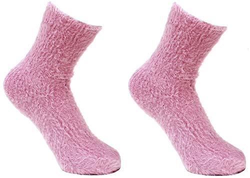 1 Pair Pink Soft and Cozy Women's Winter Warm Feather Fuzzy Socks without Thumb-image-26