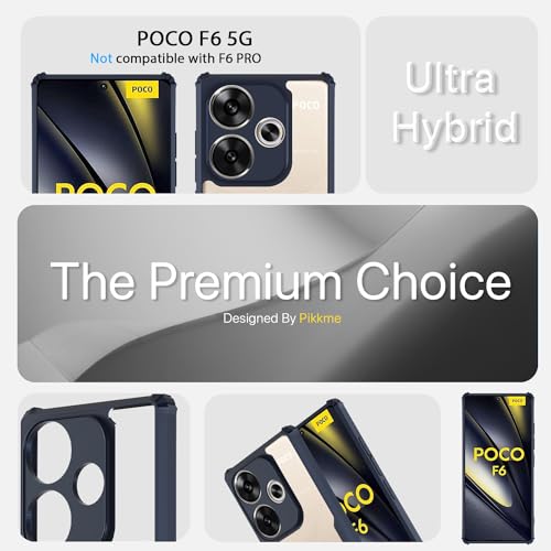 Image of Pikkme Poco F6 5G Back Cover | Crystal Clear Transparent Back | Ultra Hyrbid | Full Camera Protection | Raised Edge | Bumper Back Case (Blue)