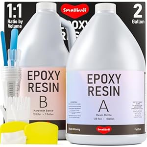 2 Gallon Epoxy Resin Kit with Cups, Silicone Sticks & Gloves, Crystal Clear Resin Beginner Supplies for Coating and Casting, Molds, Jewelry Making, Wood Table, DIY Art Craft, 1:1 Ratio