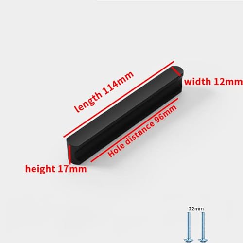 10 maniglie per mobili, colore: nero, manico nero