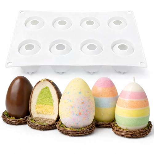 3D Christmas Tree Silicone Molds Large Christmas Molds Xmas Tree Pan Silicone Mold Christma Cake Mold for Mousse Cake Muffin Baking Jello Chocolate Ice Cube Soap Candle Lotion Bar Bath Bomb (Egg)