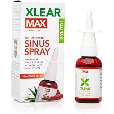Xlear MAX Natural Xylitol Saline Nasal Spray with Capsicum and Aloe - Fast Acting for Sinus Pressure, Decongestant, Headache, Dry Nose, 1.5 fl oz (Pack of 1)