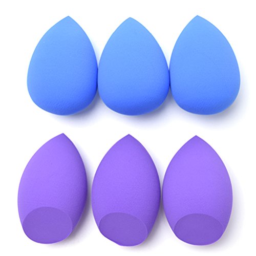 Makeup Sponge, Cosmetic Blender Set, for Blending Foundation for Liquid Creams Powders, Egg Shape, Soft, Damp for Large Size, 6 Pieces