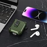 R-fun Compatible with AirPods 2nd Generation 2019,1st Gen 2016 Charging Case Cover, Full Drop Protection Auto Pop-Up Lid Compatible with Apple Airpods Case with Cleaner Kit & Keychain,Black green - Image 7