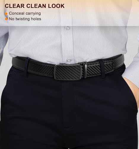 Image of BULLIANT Men's 2-Pack Ratchet Leather Belt Trimmable 1 3 /8 inch-Gift Boxed