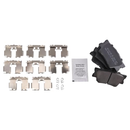 Image of TRQ Rear Brake Pad and Rotor Set Semi Metallic Coated Rotors Calipers Compatible with 2007-2012 Lexus ES350 To 9 /30 /11 Production Date 2008-2012 Toyota Avalon 2007-2011 Camry