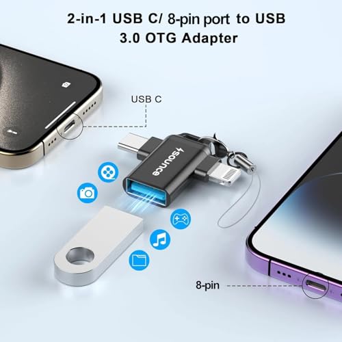 Image of Sounce USB 3.0 to Lightning Adapter Connector - Female to Male High-Speed Data Transfer Converter, OTG Cable for Multi-Device Sync & Charging