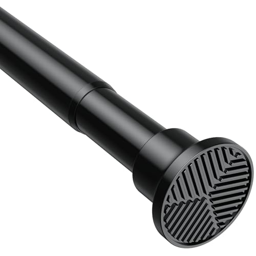 BSYXLSX Bastone tenda a pressione Nero, 71-155 cm, Ø 25 mm, Bacchette per tende a molla, asta tenda, bastone tenda doccia, Curtaln rod -Circle Head