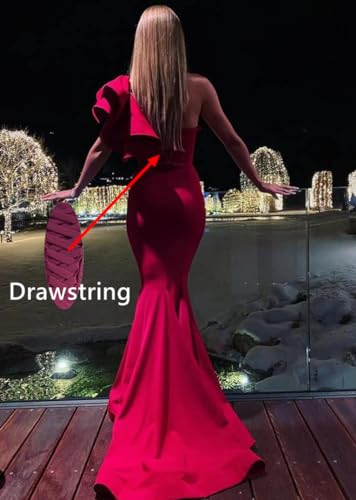 Women's One Shoulder Ruffles Satin Mermaid Prom Dresses Long Ball Gowns Formal Evening Party Gowns2