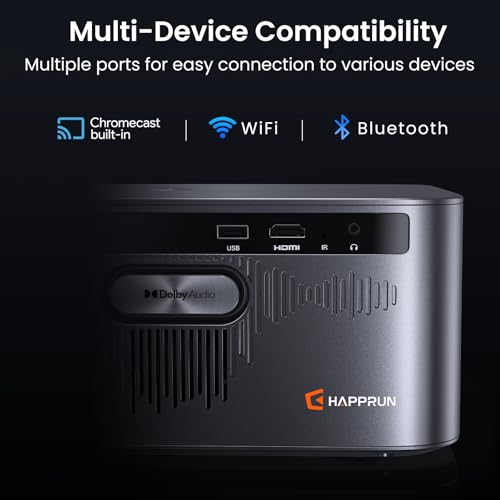 Image of HAPPRUN 3000 ANSI Google TV Projector, 4K HDR, Auto Focus | Google TV • 3000 ANSI Brightness • 4K HDR • Dolby Audio • AI Auto Focus • Motion Compensation • Plug & Play