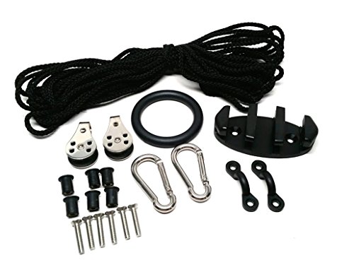 Pactrade Marine Kayak Anchor Trolley Kit Rope Cleat Pulley Block Rigging Ring