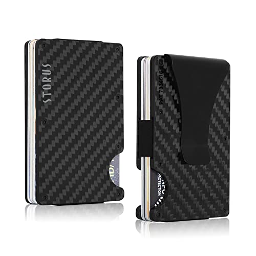 Smart Wallet Carbon Fiber RFID Blocking Card Holder Money Clip Minimalist Slim Pocket Wallet for Men, Gift
