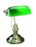 Lite Source LS-224PB Banker's Lamp, Polished Brass with Green Glass Shade