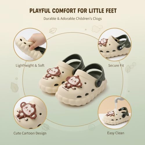 Image of GLJ Monkey Design Kids Clog Shoes - Comfortable Indoor and Outdoor Sandals for Boys & Girls 3150