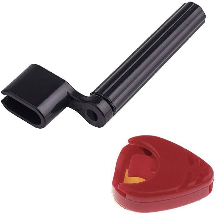 Flare Combo 1 Guitar String Winder (Black) + 1 Guitar Pick Holder (Red)