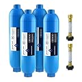 GLACIER FRESH RV/Marine Water Filter with 2 Flexible Hose Protector, Greatly Reduces Bad Taste, Odors, Chlorine and Sediment in Drinking Water, 4 Pack