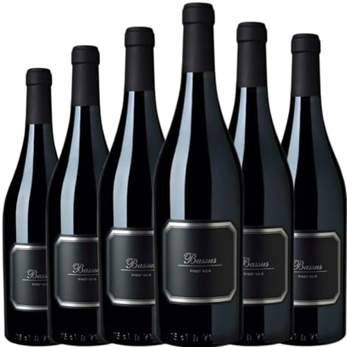 Bassus Pinot Noir Vino Tinto de Crianza elaborado en España, con 14,5% Vol., perfil elegante y aromático, ideal para maridar con platos delicados| 6 botellas