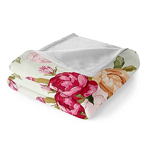 Couverture flanelle fleurs rouges douce pour lit et canapé - 7