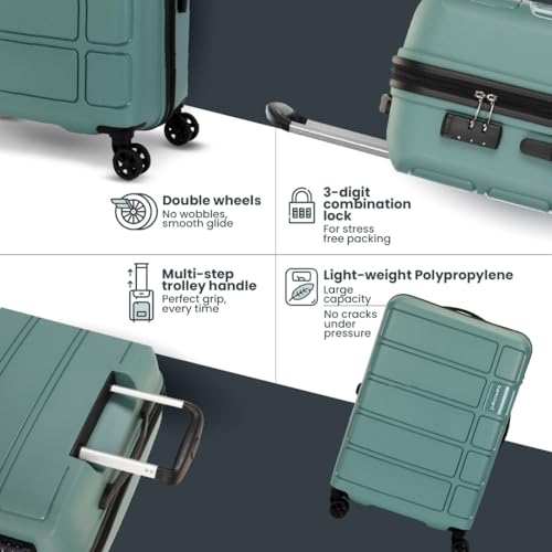 Image of Kamiliant by American Tourister 2 Pc Harrier Edge 8W Set 56 Cm & 68 Cm - Small & Medium Polypropylene(PP) Hardside 8 Wheels Spinner Luggage Set /Trolley Bag Set (Slate Grey)