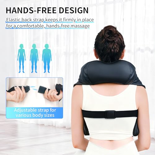 Image of TISSCARE Shiatsu Neck Massager for Pain Relief Deep Tissue, Back Massager with Heat, 3D Kneading Electric Massager for Shoulder, Leg, Plug-in for Home, Office, Car, Ideal Gift for Women Men Mom Dad