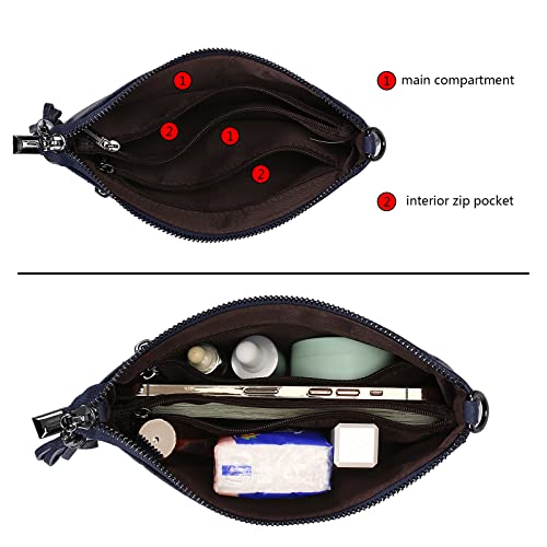 Image of Uromee Genuine Leather Wristlet Wallet Clutch Purses with Detachable Chain