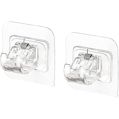 Greyoe Self Adhesive Curtain Rod Bracket, Self Adhesive Curtain Hooks, 4 Pcs Transparent Curtain Rod Holder Curtain Pole Brackets Curtain Poles Kitchen Bathroom Fixed Rod Bracket Cover