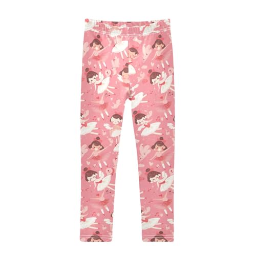 KLL Seamless Pattern Cute Ballerina Toddler Girls' Leggings Fashion High Waisted Pants Exercise