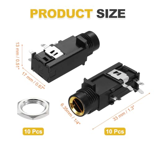 MECCANIXITY 20 piezas conector de audio estéreo 1/4" miniatura 2