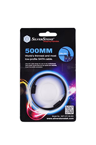 SilverStone SST-CP11-500 - SATA III 6 Gbps Kabel, ultra-dünn, um 90° abgewinkelte Anschlüsse, 50 cm, schwarz